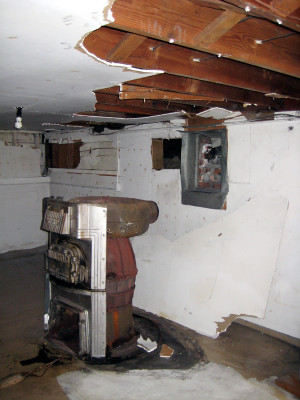 Wood Furnace in Basement