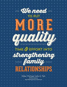 ... into strengthening family relationships. Elder Michael John U. Teh