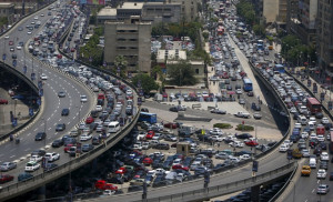 Traffic jam at the 6th October bridge and Ramses Street in downtown ...