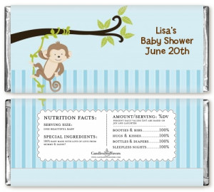 Monkey Boy - Personalized Baby Shower Candy Bar Wrappers