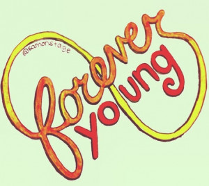 Forever Young Lyric Drawing. $5.00, via Etsy.