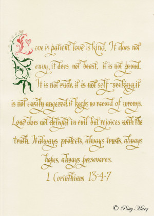 Love quote from the Bible done in calligraphy
