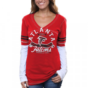 Atlanta Falcons Womens Baby Jersey V-Neck Long Sleeve T-Shirt - Red ...