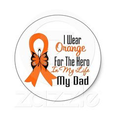 Leukemia Orange Ribbon Hero My Dad Stickers from Zazzle.com