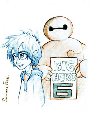 Hiro and Baymax - big-hero-6 Fan Art