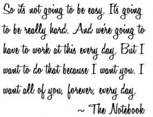 ... you i want all of you you and me forever everyday the notebook quote
