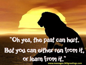 Oh yes, the past can hurt. but you can either run from it, or learn ...