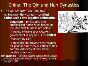 China – Qin and Han Dynasties and Philosophies by yurtgc548