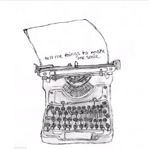 Drawing typewriter love quote smile
