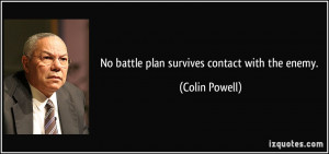 No battle plan survives contact with the enemy. - Colin Powell