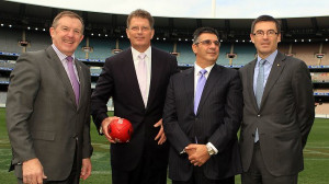 Baillieu, AFL CEO Andrew Demetriou and MCG Trust Chairman John Wylie ...