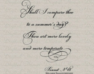 Shakespeare Sonnet Shall I Compare Thee Valentines Day Printable ...