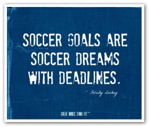 Soccer goals are soccer dreams withdeadlines.
