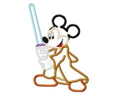 Mickey mouse happy star wars jedi applique design digital instant ...