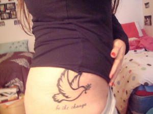 Dove Tattoo With “Be The Change” Quote