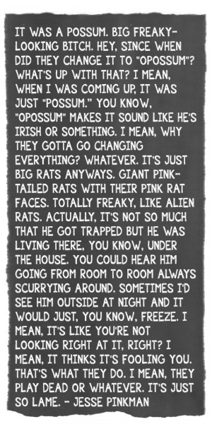 Breaking Bad - Jesse Pinkman 'Possum Quote Poster