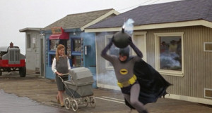 Probably the movie's most famous scene: Batman attempting to get rid ...