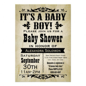 Vintage Country Boy Baby Shower Invitation from Zazzle.com