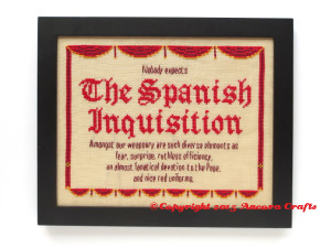 This Monty Python Spanish Inquisition cross stitch pattern is now ...