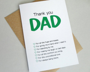 Thank you Dad card Father's day card green black print modern