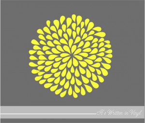 Bright Yellow Mum Flower 9 in.- Vinyl Lettering wall words quotes ...