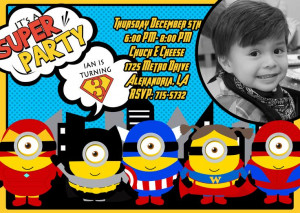 Ian's superhero minion birthday! invite done by AmysSimpleDesigns on ...