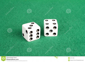 Two White Dice With The Lucky Number Seven Showing Are