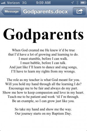 ... godparents as their gift at the baptism. I wrote this poem to include
