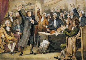 Patrick Henry delivers his great “Give me liberty or give me death ...