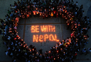 Nepalese students and Chinese students gathering to pray for Nepal in ...