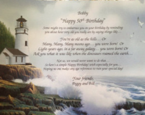 50th Happy Birthday Personalized Po em Gift Lighthouse Friend Family ...