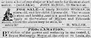newspaper ad in the St. Louis Missouri Republican , March 21, 1848