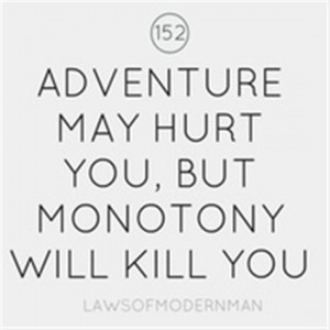 Adventure may hut you, but monotony will kill you – travel quote