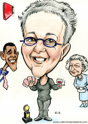 caricature of Irish theatre director Garry Hynes with Barack Obama