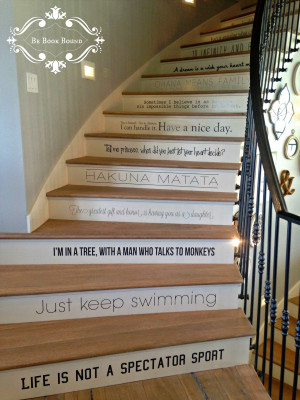 each of the stair treads has a fun quote on it do you recognize any of ...