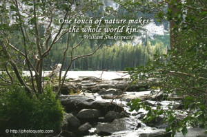 One touch of nature makes the whole world kin. ~ William Shakespeare