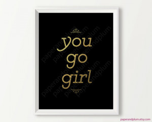 Chic Black and Gold Inspirational Quote Office Decor, faux gold foil ...