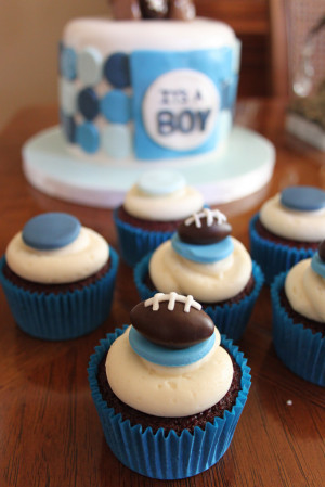 Football Theme Baby Shower Cupcakes for Boy