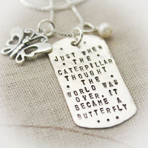 Inspirational Quote Dog Tag Necklace Sterling Silver Hand Stamed ...