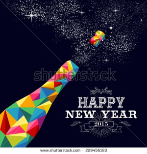 Happy new year 2015 greeting card or poster design with colorful ...