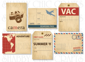 ... - Delightful Paper Tags - Bon Voyage Artist Trading Cards - Set of 6