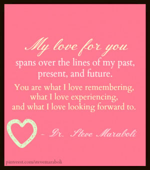 My love for you spans over the lines of my past, present, and future ...