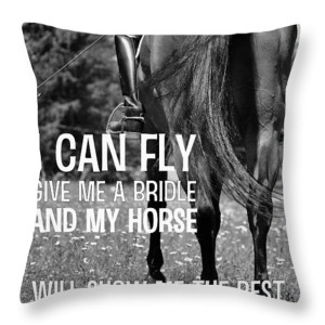 Horse Quotes Throw Pillows - DRESSAGE IN THE DAISIES quote Throw ...