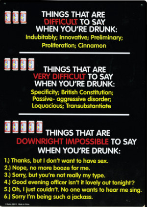 Things That Are Difficult To Say funny beer poster