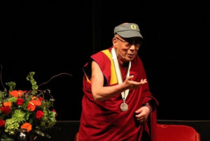The Dalai Lama at Matthew Knight Arena (photo by Tim Christie)