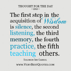 THOUGHT for the day, The first step in the acquisition of wisdom is ...