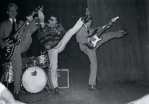 Johnny Kidd and The Pirates Brian Gregg left in high kicking action