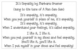 photo of lyrics to empathy song by Barbara at the Corner on Character