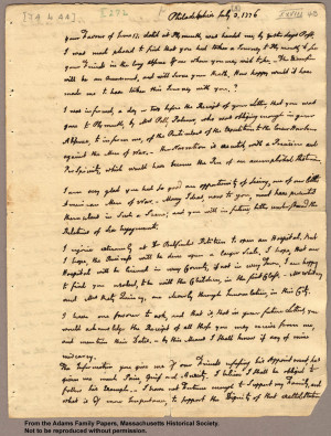 ... Letter from John Adams to Abigail Adams, 3 July 1776 (page 1 of 2