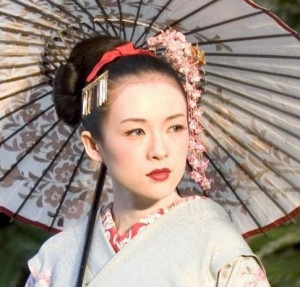 This image is Zhang Ziyi in makeup and costume in the movie Memoirs of ...